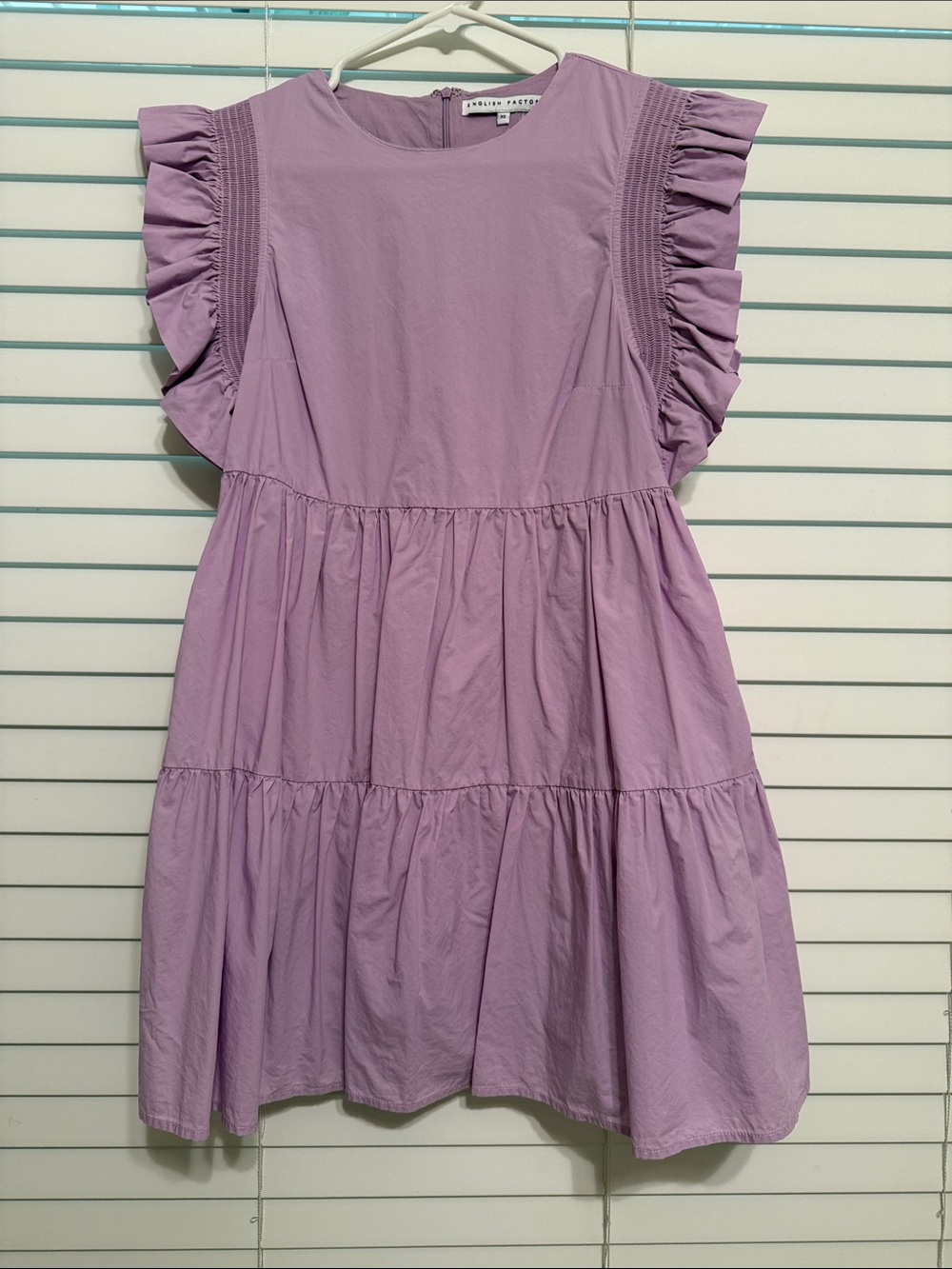 English Factory Lilac Ruffle Babydoll Tiered Mini Dress